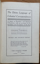 DIVINE LANGUAGE OF CELESTIAL CORRESPONDENCES - Turnbull, 1913 ASTROLOGY HERMETIC