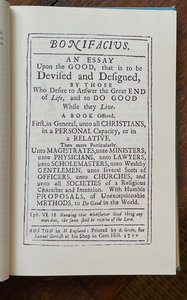 BONIFACIUS: AN ESSAY TO DO GOOD - Cotton Mather, 1st 1967 - RELIGIOUS ENDEAVORS