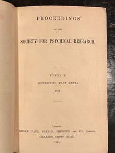 1894 - SOCIETY FOR PSYCHICAL RESEARCH - OCCULT SPIRITUALISM MAGIC GHOSTS PSYCHIC