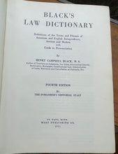 BLACK'S LAW DICTIONARY WITH PRONUNCIATION GUIDE - 4th Ed, 1957 De Luxe Edition