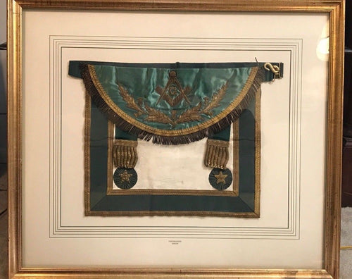 Antique MASTER MASON Gold Metal Threads APRON Circa 1880s Freemasonry Freemason