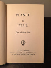 PLANET OF PERIL by Otis A. Kline, HC/DJ 1st Ed AVALON 1961, Excellent, Sci Fi