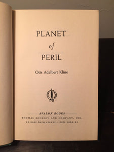 PLANET OF PERIL by Otis A. Kline, HC/DJ 1st Ed AVALON 1961, Excellent, Sci Fi