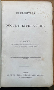 CURIOSITIES OF OCCULT LITERATURE - Cooke, 1st 1863 - ASTROLOGY OCCULT ZADKIEL