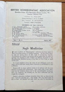 HOMOEOPATHY: BRITISH HOMOEOPATHIC ASSN - ALTERNATIVE NATURAL MEDICINE, Aug 1957