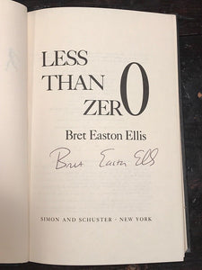 LESS THAN ZERO - Bret Easton Ellis - 1st Edition / 8th - SIGNED by Author