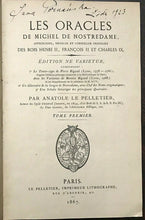 ORACLES DE MICHEL DE NOSTREDAME - 1st, 1867 2 Vols NOSTRADAMUS PROPHECIES