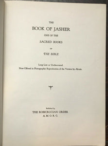 BOOK OF JASHER, SACRED BOOK OF THE BIBLE - 1948 ROSICRUCIAN AMORC MAGIC JEWS