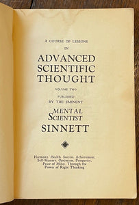 ADVANCED SCIENTIFIC THOUGHT - Sinnett, 1st 1930 - THEOSOPHY MEDITATION LESSONS