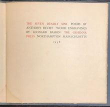SIGNED - ANTHONY HECHT - THE SEVEN DEADLY SINS - LTD ED Poems 175/300, L. BASKIN