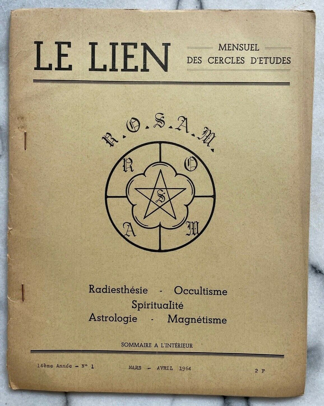 LE LIEN FRENCH OCCULT MAGAZINE - MARCH-APRIL 1964 - EVOLUTION PROPHECIES SAINTS