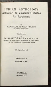 INDIAN ASTROLOGY: ASHTOTTARI & VINSHOTTARI DASHAS - Mody, 1st 1935 DIVINATION