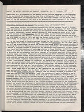 SOCIETY FOR ANCIENT MEDICINE & PHARMACY Newsletter, 1987, Scarce HERBAL MEDICINE