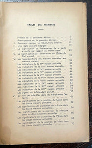 TECHNIQUE DES REVOLUTIONS SOLAIRES - 1946 ASTROLOGY ZODIAC DIVINATION HOUSES
