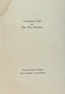 MAX HEINDEL'S LETTERS TO STUDENTS - 1st 1925 - ASTROLOGY, OCCULT, ROSICRUCIAN