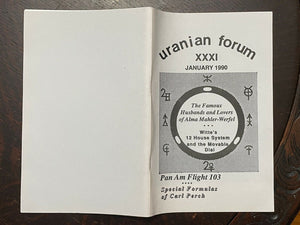 URANIAN FORUM MAGAZINE - Jan 1990 - ASTROLOGY CURRENT EVENTS DIVINATION PROPHECY