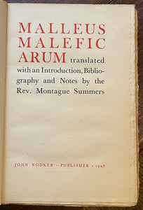 MALLEUS MALEFICARUM - Ltd & Numbered Ed, 1928 - WITCHES' HAMMER WITCHCRAFT SATAN