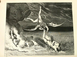 1880s DANTE'S INFERNO, Gustave Dore HELL SATAN DEVIL DAMNED - Large FOLIO 13.5"