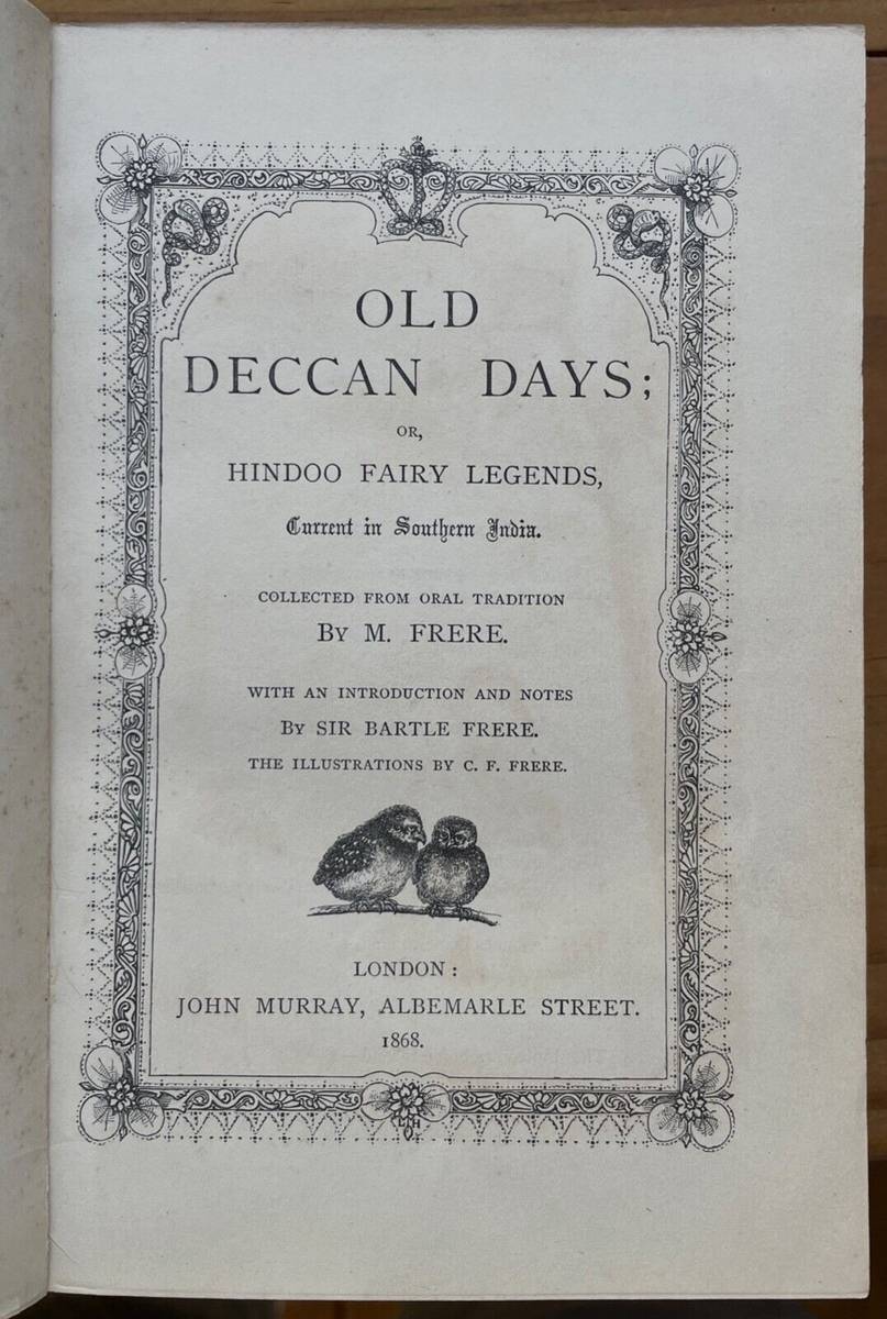 OLD DECCAN DAYS - 1st 1868 - Illustrated HINDU FAIRY TALES, INDIAN FOL ...