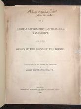 1882 - ORIGIN OF THE SIGNS OF THE ZODIAC & ASTRONOMICAL ASTROLOGICAL MANUSCRIPT
