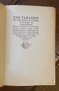 THE PARADISE OF THE HOLY FATHERS - Budge, 1st 1907 MONASTIC SAINTS MONKS DIVINE