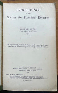 1915 - SOCIETY FOR PSYCHICAL RESEARCH - SPIRIT COMMUNICATION TRANCE PROPHECIES