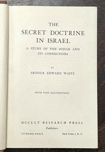 A.E. WAITE - THE SECRET DOCTRINE IN ISRAEL - 1955 KABALA FALLEN ANGELS ZOHAR