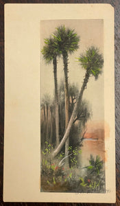 J.R. WILCOX - FLORIDA SWAMP BAYOU WATERCOLOR, 1890 - SIGNED SOUTHERN ART