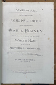 1875 - WAR IN HEAVEN: ANGELS, DEVILS & MEN - ANGELIC DEMONIC FORCES, DARWINISM