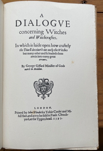 DIALOGUE CONCERNING WITCHCRAFT - Gifford, 1593/1931 - PERSECUTION WITCHES TRIALS