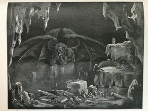 1880s DANTE'S INFERNO, Gustave Dore HELL SATAN DEVIL DAMNED - Large FOLIO 13.5"