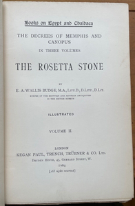 BOOKS ON EGYPT AND CHALDAEA: THE ROSETTA STONE - Budge, 1st 1904 - ANCIENT EGYPT