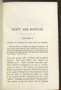 EGYPT AND BABYLON in SACRED PROFANE SOURCES - Rawlinson, 1st 1885 BIBLE HISTORY