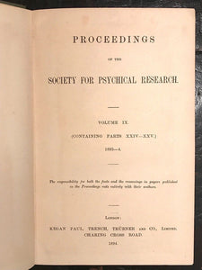 1893-1894 - SOCIETY FOR PSYCHICAL RESEARCH - FAIRIES SPIRITS PSYCHIC MAGIC