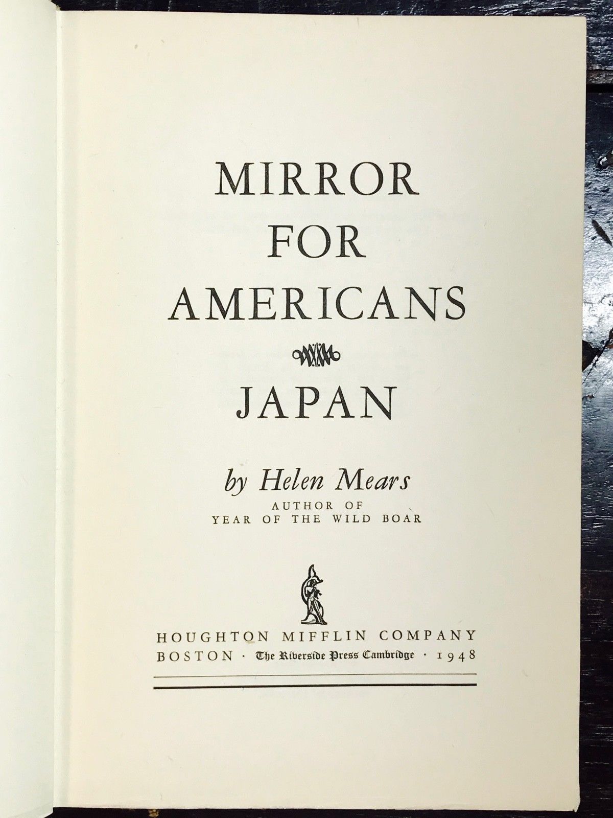 SIGNED REVIEW COPY, HELEN MEARS - MIRROR FOR AMERICANS 1st