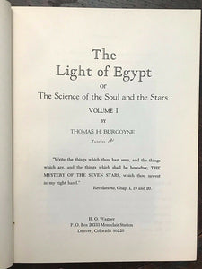 LIGHT OF EGYPT, SCIENCE OF THE SOUL & STARS - ASTROLOGY ALCHEMY HERMETIC, 1965