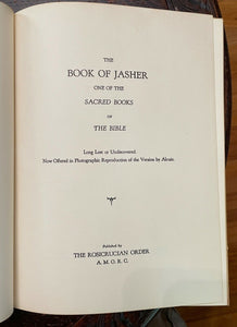 1958 BOOK OF JASHER, SACRED BOOK OF THE BIBLE - ROSICRUCIAN AMORC MAGICK JEWS