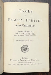 GAMES FOR FAMILY PARTIES - ca 1868 - MRS. VALENTINE - MAGIC TRICKS, CARD GAMES