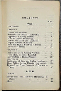 HORARY NUMEROLOGY OF THE TURF - 1961 ASTROLOGY, NUMEROLOGY, BETTING, GAMBLING