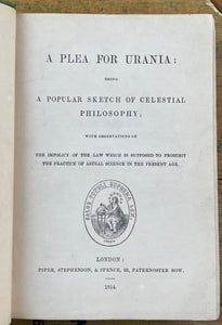 A PLEA FOR URANIA - C. Cooke, 1st 1854 - ASTROLOGY, ASTRAL SCIENCES, OCCULT
