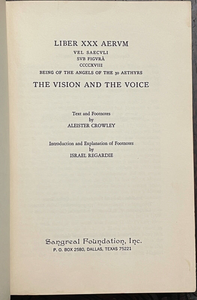 VISION & THE VOICE - ALEISTER CROWLEY, 1st 1972 - THELEMA ENOCHIAN MAGICK OCCULT
