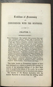 TRADITIONS OF FREEMASONRY - Pierson, 1866 MASONIC RITUALS ANCIENT MYSTERIES