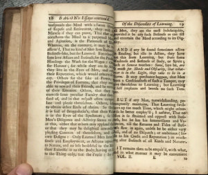 LORD (FRANCIS) BACON'S ESSAYS, OR COUNSELS MORAL & CIVIL - Complete 2 Vols, 1720