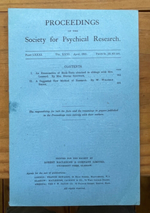1920-1921 SOCIETY FOR PSYCHICAL RESEARCH - OCCULT PSYCHOLOGY FAIRIES SPRITES