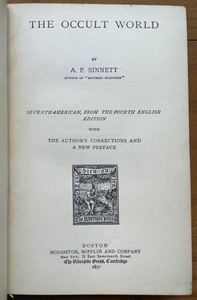 THE OCCULT WORLD - A.P. Sinnett, 1897 OCCULT SPIRITUAL PHENOMENA EXPERIENCES