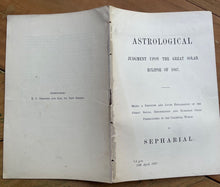 ASTROLOGICAL JUDGMENT - Sepharial, 1st 1887 - SOLAR ECLIPSE DIVINATION PROPHECY