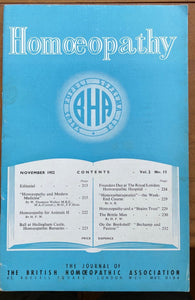 HOMOEOPATHY - BRITISH HOMOEOPATHIC ASSN - ALTERNATIVE NATURAL MEDICINE, Nov 1952