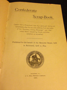 CONFEDERATE SCRAP-BOOK by Lizzy C. Daniel, Richmond 1893, 1st Ed, Illustrated