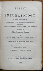 THEORY OF PNEUMATOLOGY - 1st US, 1854 - SOUL GHOSTS SPIRITS APPARITIONS PSYCHIC