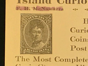 ISLAND CURIO COMPANY ADVERTISING CARD - HAWAII 1912, Lili'uokalani - SCARCE